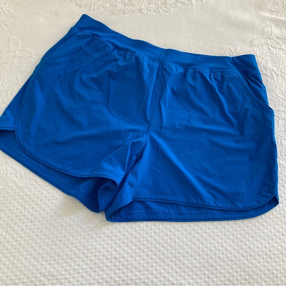 Lands End blue swimsuit swim shorts bottoms modest beach vacation plus size 26W